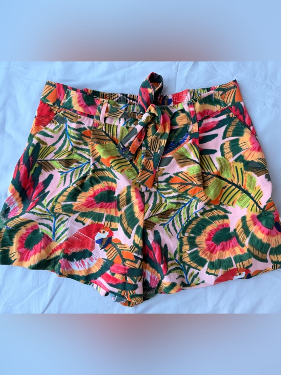 Ellan Rose Pants - Women's Pink Tropical Print Tie-Waist Shorts XL